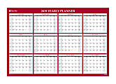 Blue Sky™ Yearly Dry-Erase Wall Calendar, 48" x 32", Red, January to December 2019