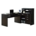 Monarch Specialties 63"W L-Shaped Corner Desk With Hutch, Cappuccino 1 thumbnail image