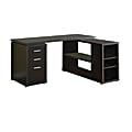 Monarch Specialties 60"W L-Shaped Corner Desk With Book Shelf, Cappuccino