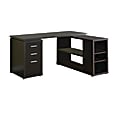 Monarch Specialties 60"W L-Shaped Corner Desk With Book Shelf, Cappuccino 1 thumbnail image