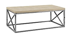 Monarch Specialties Nathan Coffee Table, 17"H x 44"W x 22"D, Beech 1 thumbnail image