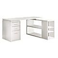 Monarch Specialties 60"W L-Shaped Corner Desk With Book Shelf, White 1 thumbnail image