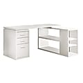 Monarch Specialties L-Shaped Computer Desk With Book Shelf, White