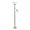 Lalia Home Torchiere Floor Lamp With Reading Light, 71"H, Gold/White