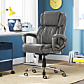 Serta® Works Bonded Leather High-Back Office Chair, Harvard Gray/Silver