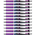 Pentel EnerGel RTX Liquid Gel Pens - Medium Pen Point - 0.7 mm Pen Point Size - Needle Pen Point Style - Refillable - Retractable - Violet Gel-based Ink - Blue Barrel - Stainless Steel Tip - 12 / Box
