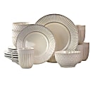 Elama 16-Piece Stoneware Dinnerware Set, Embossed White