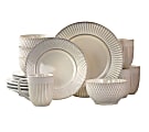 Elama 16-Piece Stoneware Dinnerware Set, Embossed White 1 thumbnail image