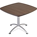 Iceberg iLand 29"H Square Hospitality Table - Square Top - Powder Coated Silver Base - 36" Table Top Length x 36" Table Top Width x 1.13" Table Top Thickness - 29" Height - Assembly Required - Laminated, Teak - Particleboard