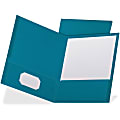 TOPS Oxford Letter Recycled Pocket Folder - 8 1/2" x 10 63/64" - 100 Sheet Capacity - 2 Pocket(s) - Teal - 35% Recycled - 25 / Box