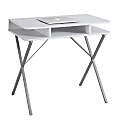 Monarch Specialties 31"W Computer Desk With Cubbies, White/Silver