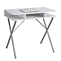 Monarch Specialties 31"W Computer Desk With Cubbies, White/Silver 1 thumbnail image