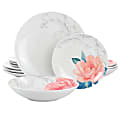 Martha Stewart Fine Ceramic Floral Dinnerware Set, White