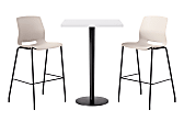 KFI Studios Proof Bistro Square Pedestal Table With Imme Bar Stools, Designer White Top/Black Base/Moonbeam Chairs - 840031942227 1 thumbnail image