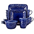 Elama 16-Piece Stoneware Dinnerware Set, Indigo Lotus 1 thumbnail image