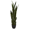Nearly Natural 46"H Sansevieria Artificial Plant, 46"H x 9"W x 9"D, Black/Green