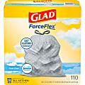 Glad® ForceFlex Tall Kitchen Drawstring Trash Bags, 0.72 mil, 13 Gallon, Gain Fresh Clean, 110 Count (78554) 1 thumbnail image