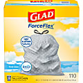 Glad® ForceFlex Tall Kitchen Drawstring Trash Bags, 13 Gallon Trash Bag, Fresh Clean scent with Febreze Freshness, 110 Count (78554)