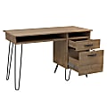 Inval 48"W Computer Desk With Open Storage Shelf, Amaretto