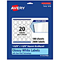 Avery® Glossy Permanent Labels With Sure Feed®, 94110-WGP100, Square Scalloped, 1-5/8" x 1-5/8", White, Pack Of 2,000 1 thumbnail image