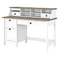 Bush Furniture Mayfield 54"W Computer Desk With Drawers And Desktop Organizer, Pure White/Shiplap Gray, Standard Delivery 1 thumbnail image