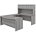 Bush Business Furniture Studio C U-Shaped Desk With Hutch And Mobile File Cabinet, 72"W x 36"D, Platinum Gray, Premium Installation