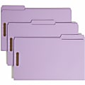 Smead® Colored Top-Tab Fastener File Folders, 8 1/2" x 14", Legal Size, Lavender, Box Of 50 Folders