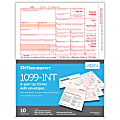 Office Depot® 1099-INT Laser Tax Forms With Envelopes, 4-Part, 2-Up, 8-1/2" x 11", Pack Of 10 Form Sets 1 thumbnail image