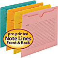 Smead Straight Tab Cut Letter Recycled File Jacket - 8 1/2" x 11" - Aqua, Goldenrod, Pink, Yellow - 10% Recycled - 12 / Pack