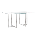 Eurostyle Legend Rectangle Dining Table, 30”H x 48”W x 29”D, Brushed Steel/Clear