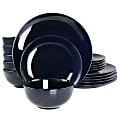 Elama Luna Porcelain Dinnerware Set, Dark Blue, Set Of 18 Pieces