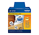Brother DK1219 - White Small Round Paper Labels - 0.50" Length - 1200 / Roll - Direct Thermal - White - 1 Roll