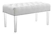 Linon Mia Bench, 18"H x 35"W x 17"D, White/Clear 1 thumbnail image