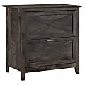 Bush Furniture Key West 2-Drawer Lateral File Cabinet, Dark Gray Hickory, Standard Delivery