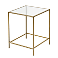 Eurostyle Arvi Square Side Table, 22”H x 18”W x 18”D, Brass/Clear 1 thumbnail image