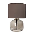 Simple Designs Glass Table Lamp, 13-3/4"H, Gray Shade/Smoke Gray Base