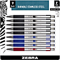 Zebra F-301 - Ballpoint pen - black, red, blue - 0.7 mm - fine - retractable (pack of 9) 1 thumbnail image