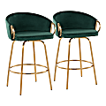 Lumisource Claire Counter Stools, Green/Gold, Pack Of 2 Stools