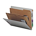 Smead® Pocket-Style End-Tab Classification Folders, 2" Expansion, 2 Dividers, 8 1/2" x 11", Letter, 60% Recycled, Gray/Green, Box of 10