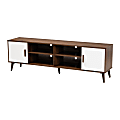 Baxton Studio Mid-Century Modern TV Stand, 21-3/4"H x 72-13/16"W x 15-3/4"D, Walnut/White