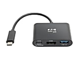 Eaton Tripp Lite Series USB C to HDMI Adapter w/USB-A Hub and PD Charging - USB 3.1, Thunderbolt 3 Compatible, 4K x 2K @ 30 Hz, Black USB Type C, US 1 thumbnail image