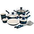 Gibson Tia Mowry Savory Saffron Spice 16-Piece Cookware Set, Teal