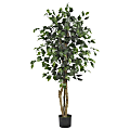 Nearly Natural 4'H Silk Ficus Tree With Plastic Pot, Green/Black 1 thumbnail image