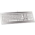 Cherry STRAIT 3.0 Keyboard - Cable Connectivity - USB Interface - English (US) - Compatible with Notebook (PC) - Media Player Hot Key(s) - Silver/White 1 thumbnail image