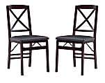 Linon Bradford X-Back Folding Chairs, Espresso, Set Of 2 Chairs