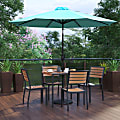 Flash Furniture Lark 7-Piece All-Weather Patio Set, 29-1/2”H x 35-1/4”W x 35-1/4”D, Teal