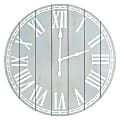 Elegant Designs Wood Plank Rustic Coastal Wall Clock, 23", Light Blue Wash