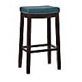 Linon Walker Backless Faux Leather Bar Stool, Dark Brown/Blue 1 thumbnail image