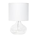 Simple Designs Glass Raindrop Table Lamp, 13-3/4"H, White Shade/Clear Base