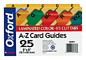 Oxford® Manila Card Guides With Laminate Tabs, Alphabetical "A-Z", 5" x 8", Manila; Assorted Color Tabs